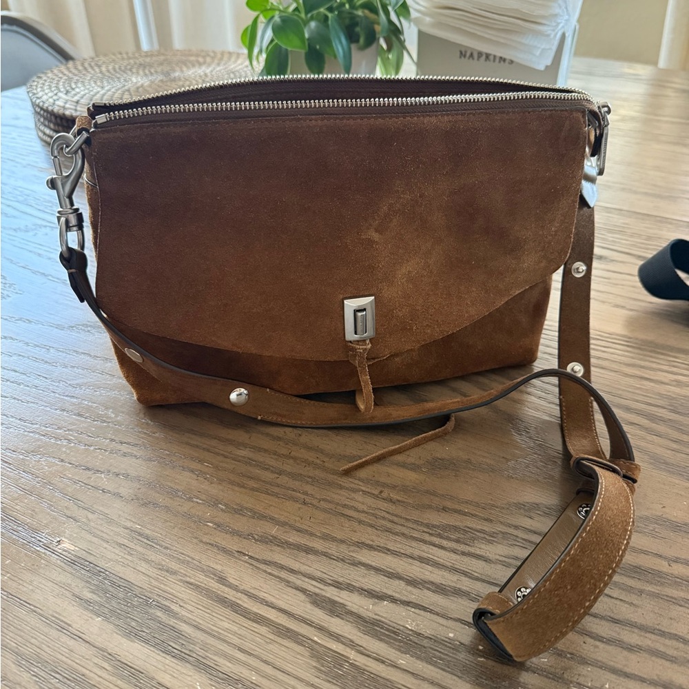 Brown Suede Minkoff Crossbody Bag